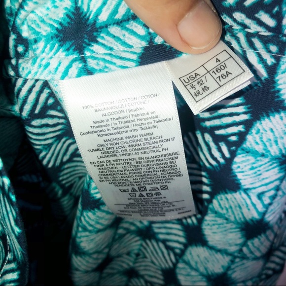 Brooks Brothers 346 Womens Size 4 Poplin Pleated Shibori Print Dress Teal Blue - Picture 4 of 8